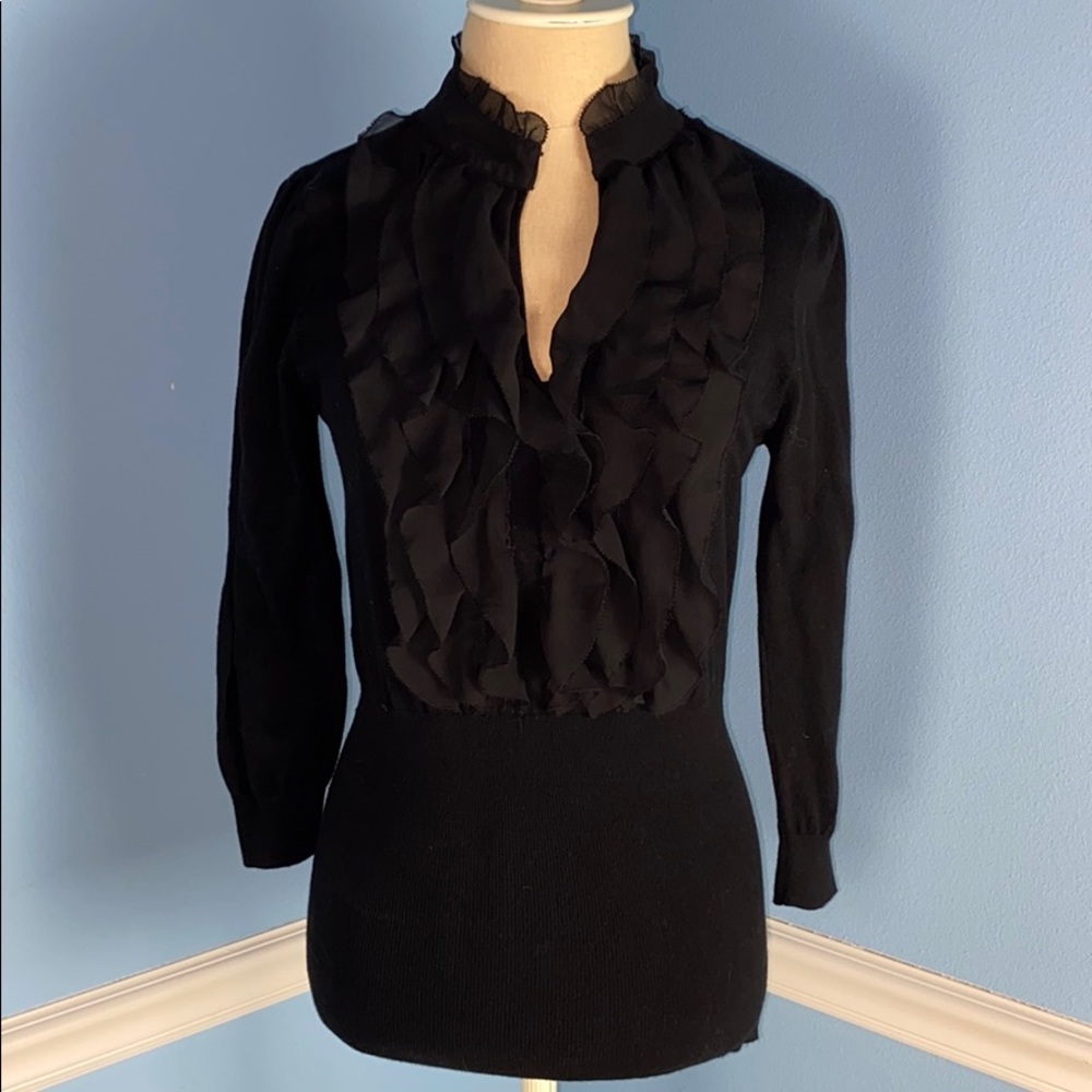 WILLI SMITH Black Ruffle Sweater